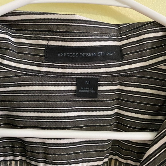 Express Striped Metallic Button Down Size M - Picture 2 of 5